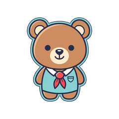 Fototapeta premium Cute Cartoon Bear in School Uniform Vector Illustration