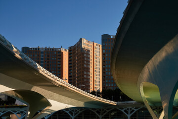 Modern building and bridges in the city. Spain, Valencia