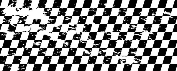 Obraz premium Racing flag sport background horizontal grunge checkered pattern vector design with empty space