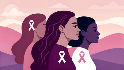 Women Unity Illustration for Cancer Awareness and Support
