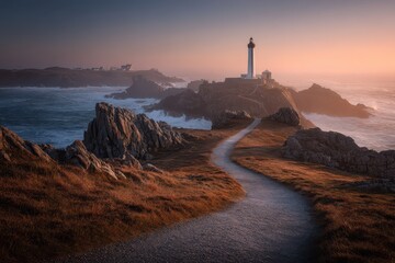 Wakeful Sunrise Over Rugged Coast and Winding Coastal Path