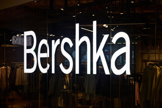 Hrodna, Belarus - January 12 2026: Bershka store in Triniti mall. Spanish clothing retailer, part of Spanish Inditex group. Owns brands Zara, Massimo Dutti, Pull Bear, Oysho, Uterque, Stradivarius.