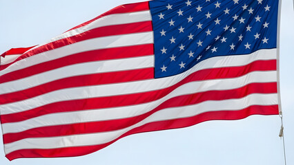 Obraz premium Waving United States flag with blue sky