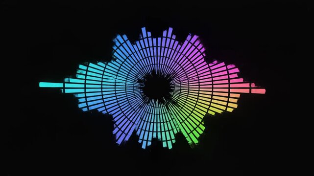 Colorful Equalizer Bars Pulsating Against Black Background