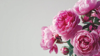 Bright pink flowers on display in a simple arrangement against a light background