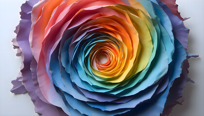Paper flower made to look like rainbow with colorful petals, creative handmade craft and artistic floral decoration for interior design