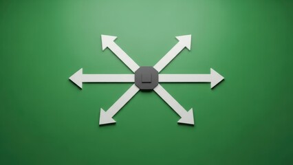 Directional arrows pointing out in multiple directions on green background