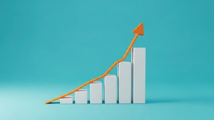 Increasing business growth chart with upward trend arrow