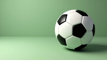 A classic soccer ball rests in soft light&mdash;clean geometry, quiet anticipation, and the elegance of simplicity.
