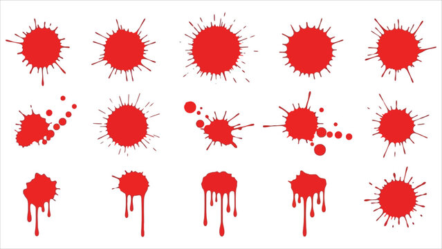 Realistic Blood Splatter & Dripping Spots Set &ndash; Bloodstains and Drops Collection..