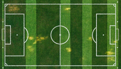 Top View of Soccer Field with Symmetrical White Markings