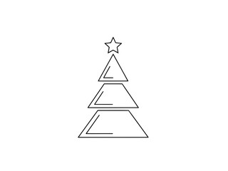 Fototapeta premium A simple line drawing christmas tree with a star on top