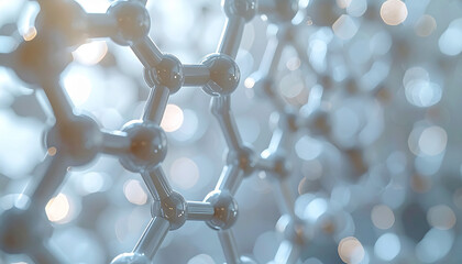 Molecular Structure Visualization: An abstract representation of a molecular structure, showcasing the intricate connections of atoms, emphasizing scientific principles and technological advancements.