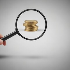 Magnified coins under scrutiny for financial analysis and investment