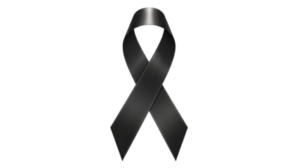 Black ribbon awareness symbol against dark background dramatic lighting
