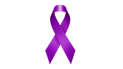 Purple ribbon awareness symbol against black background isolated studio