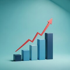 Increasing business growth chart with rising red arrow