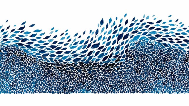 Abstract blue wave pattern composed of fish scale shapes
