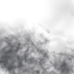 Black smoke and white mist swirling on a clean white background. Realistic smoke, fog, and cloud effects in high resolution. Cutout smoke and cloud PNG for digital use vector.