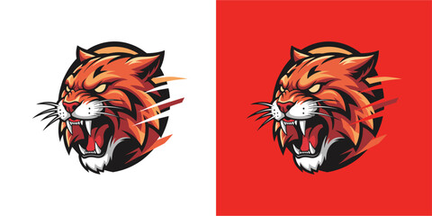 Dynamic Tiger Logo Design, Graphic Art, Bold Colors, Creative Branding, Modern Aesthetic