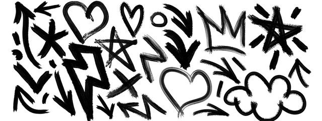 Fototapeta premium Hand Drawn Marker Underline and Strikethrough Strokes Collection. Black Ink Scribble Lines, Circle Highlights, Cross Marks and Brush Emphasis Elements. Vector Illustration