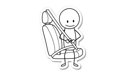 Obraz premium Stick Figure Person Buckling Up in a Car Seat with Seatbelt.
