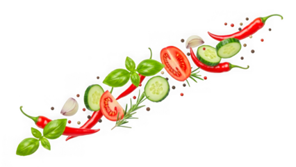 Fresh vegetables and herbs in a vibrant display
