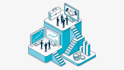 Obraz premium Isometric Business Data Analysis