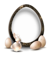 Happy Easter. Isolated design element with an Easter egg silhouette and a cute bunny.