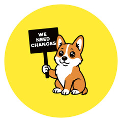protesting dog pin button vector design