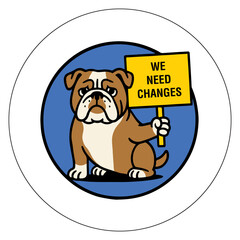 protesting dog pin button vector design
