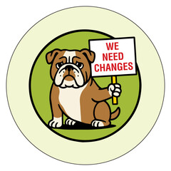 protesting dog pin button vector design