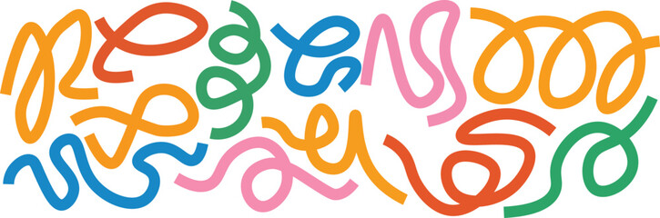 Colorful abstract squiggly lines pattern. Vector Illustration 
