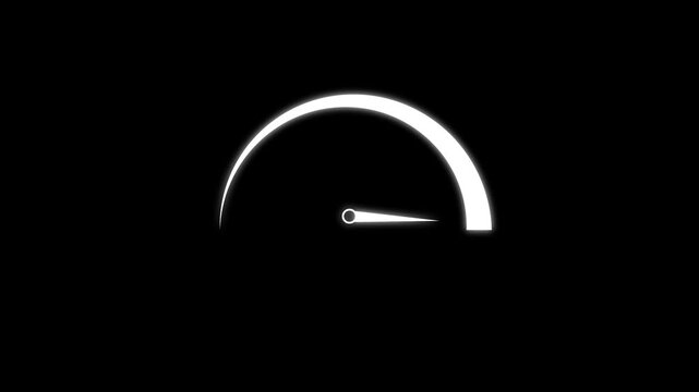 A colorful simple speed meter animation on black background. Digital symbols at the speed meter. Car speedometer and counter - Speed concept.
