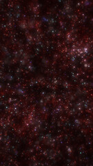 Obraz premium Abstract field of glowing red and blue particles scattered in a dark cosmic space