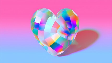 Vibrant Iridescent Crystal Heart Valentine's Day Gift Flat Lay