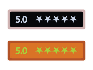Rating stars icons with 5 0 score silhouette