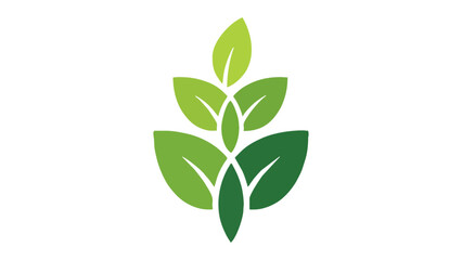 Fototapeta premium A professional abstract icon featuring a symmetrical arrangement of green leaves with a modern gradient. Ideal for ecology branding, agriculture logos, and nature-inspired design.eps