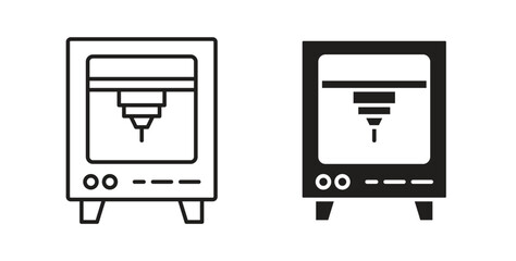 Fototapeta premium 3D printing icons. Vector linear icon isolated on white background.