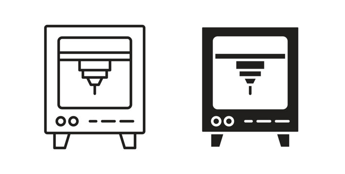 3D printing icons. Vector linear icon isolated on white background.