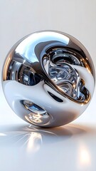 Abstract Chrome Sphere Futuristic Metallic Sculpture
