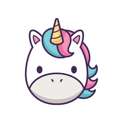 Adorable Cartoon Unicorn Head Illustration