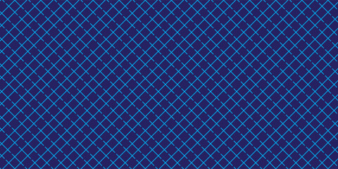 Diagonal cross line grid pattern. Geometric diamond texture. Blue diagonal line mesh on white background. Minimal quilted fabric. Metallic wires fence pattern