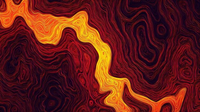 Abstract lava flow pattern with warm red orange yellow swirls