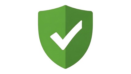 Green Shield with White Check Mark Icon Symbolizing Security and Safety.