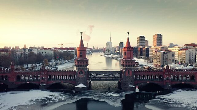 Oberbaumbr&uuml;cke in Berlin, Deutschland im Winterzeit