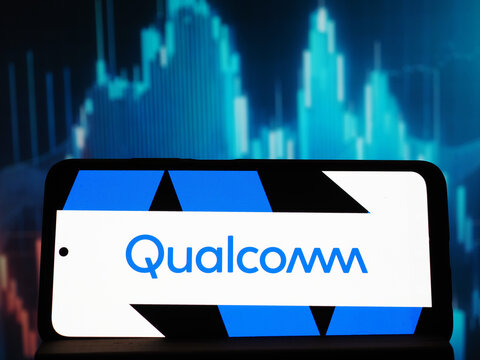 In this photo illustration, Qualcomm Incorporated logo seen displayed on a smartphone.
