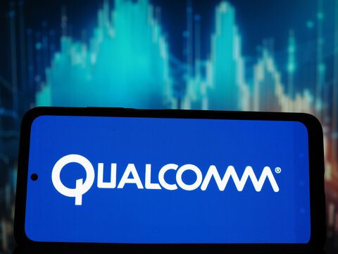 In this photo illustration, Qualcomm Incorporated logo seen displayed on a smartphone.