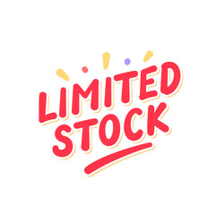 Limited Stock red lettering on white background