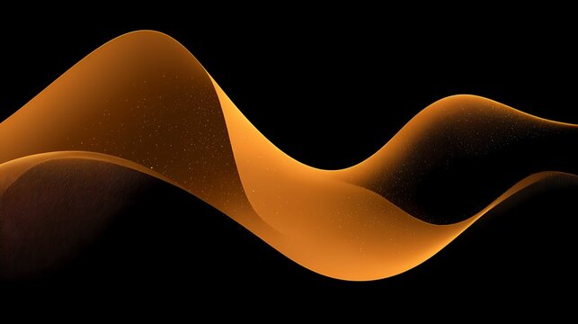 Abstract orange wave ribbon flowing across a dark background
